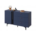 Nowoczesna granatowa komoda z szufladami do salonu lub sypialni CORSU 140 cm