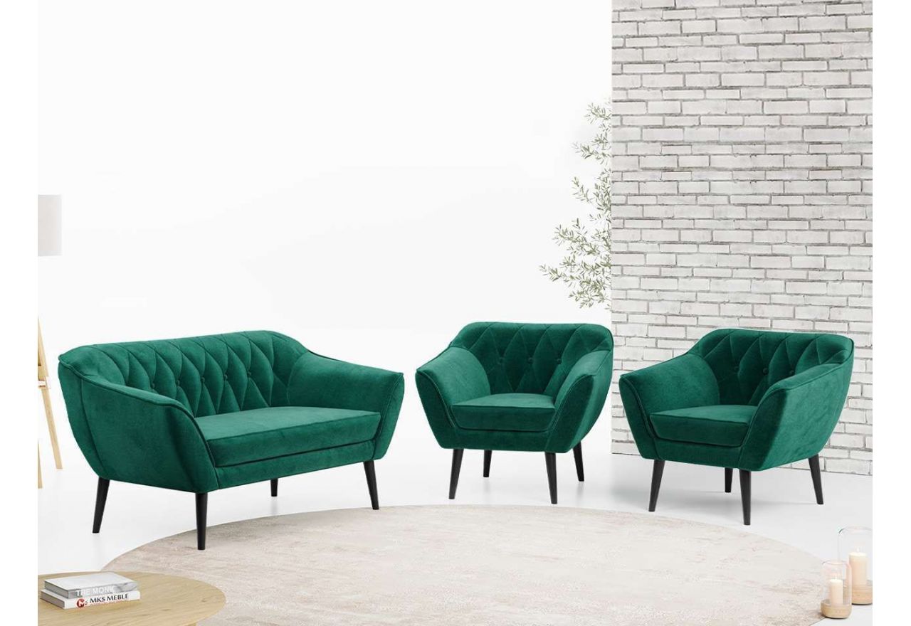 Skandynawski zestaw wypoczynkowy do salonu - PIRS 2+1+1 brudny róż