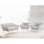 Skandynawski zestaw wypoczynkowy do salonu - PIRS 2+1+1 brudny róż