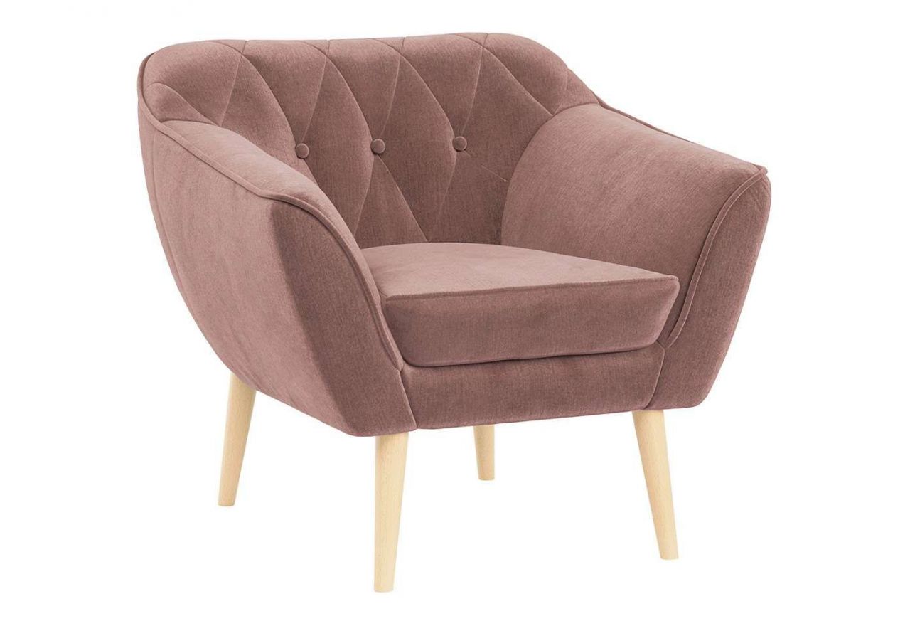 Skandynawski zestaw wypoczynkowy do salonu - PIRS 2+1+1 brudny róż