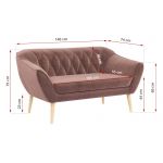 Skandynawski zestaw wypoczynkowy do salonu - PIRS 2+1+1 brudny róż