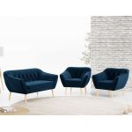 Skandynawski zestaw wypoczynkowy do salonu - PIRS 2+1+1 granatowy