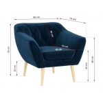 Skandynawski zestaw wypoczynkowy do salonu - PIRS 2+1+1 granatowy