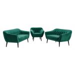 Zestaw wypoczynkowy do salonu w stylu skandynawskim - PIRS 3+2+1 butelkowa zieleń