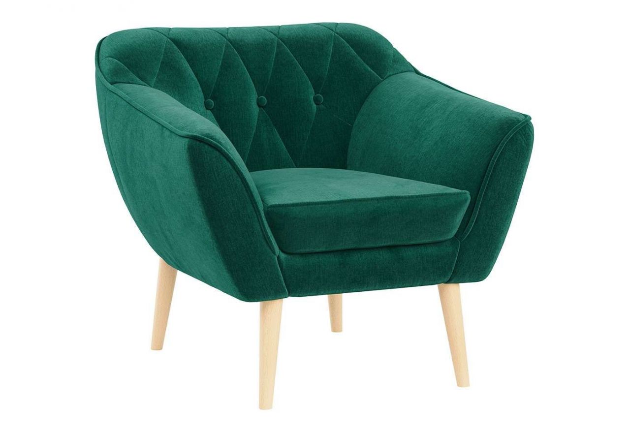 Zestaw wypoczynkowy do salonu w stylu skandynawskim - PIRS 3+2+1 butelkowa zieleń