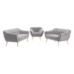 Zestaw wypoczynkowy do salonu w stylu skandynawskim - PIRS 3+2+1 srebrzysta szarość