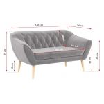 Zestaw wypoczynkowy do salonu w stylu skandynawskim - PIRS 3+2+1 srebrzysta szarość