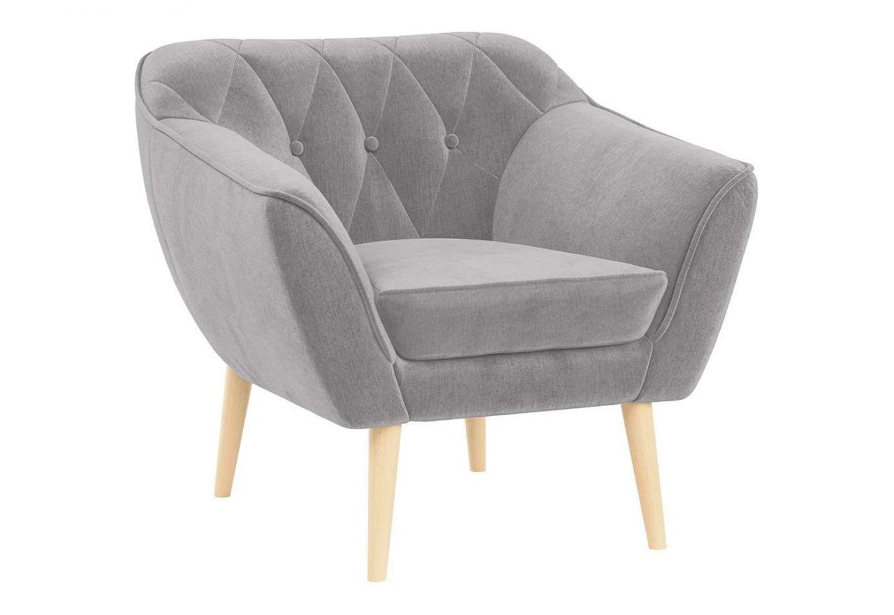 Zestaw wypoczynkowy do salonu w stylu skandynawskim - PIRS 3+2+1 srebrzysta szarość