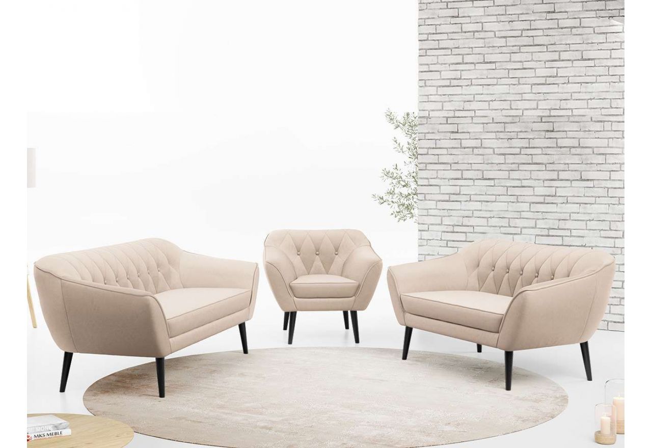 Zestaw wypoczynkowy do salonu w stylu skandynawskim - PIRS 3+2+1 srebrzysta szarość