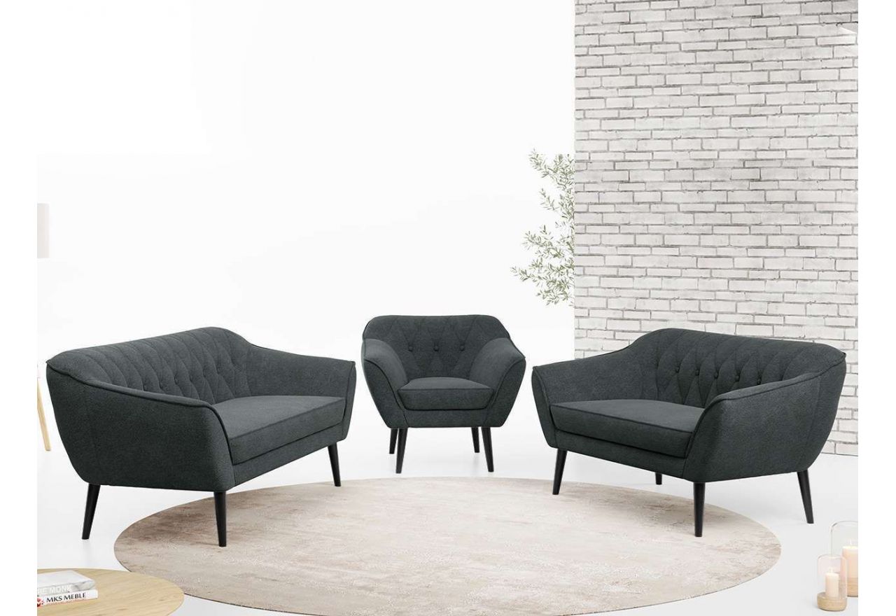 Zestaw wypoczynkowy do salonu w stylu skandynawskim - PIRS 3+2+1 srebrzysta szarość