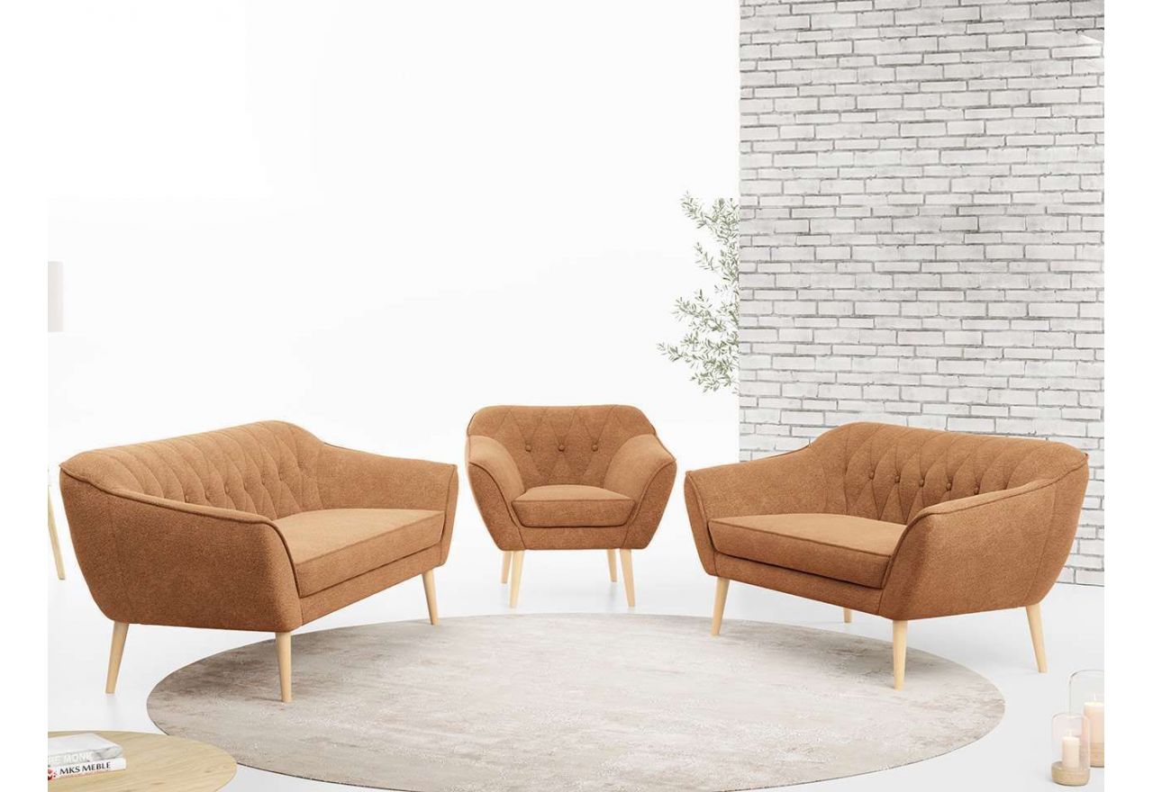 Zestaw wypoczynkowy do salonu w stylu skandynawskim - PIRS 3+2+1 srebrzysta szarość