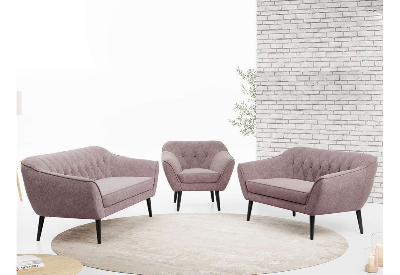 Zestaw wypoczynkowy do salonu w stylu skandynawskim - PIRS 3+2+1 srebrzysta szarość