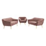 Zestaw wypoczynkowy do salonu w stylu skandynawskim - PIRS 3+2+1 brudny róż