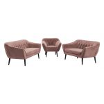 Zestaw wypoczynkowy do salonu w stylu skandynawskim - PIRS 3+2+1 brudny róż