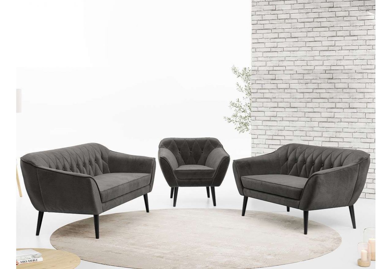 Zestaw wypoczynkowy do salonu w stylu skandynawskim - PIRS 3+2+1 brudny róż