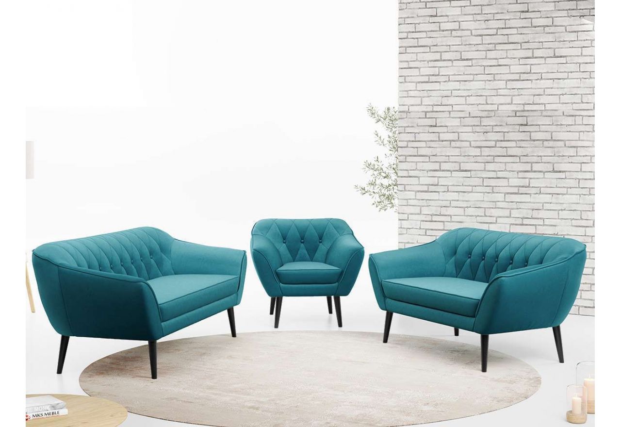 Zestaw wypoczynkowy do salonu w stylu skandynawskim - PIRS 3+2+1 brudny róż