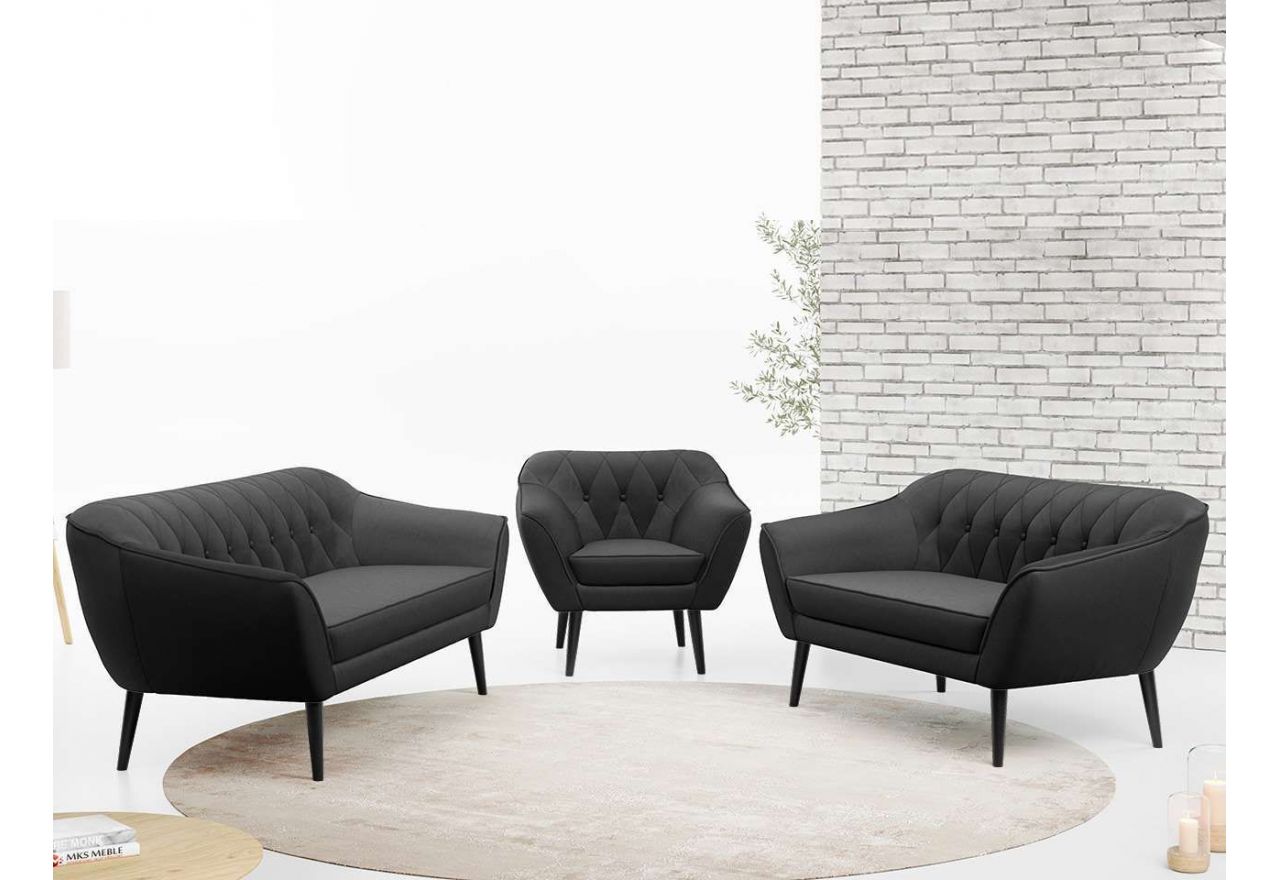 Zestaw wypoczynkowy do salonu w stylu skandynawskim - PIRS 3+2+1 brudny róż