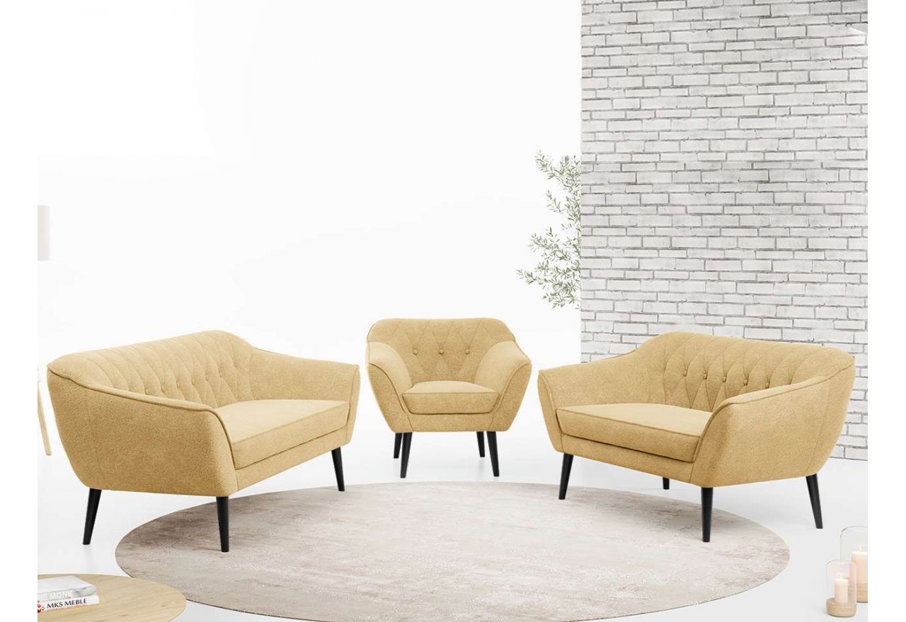 Zestaw wypoczynkowy do salonu w stylu skandynawskim - PIRS 3+2+1 brudny róż