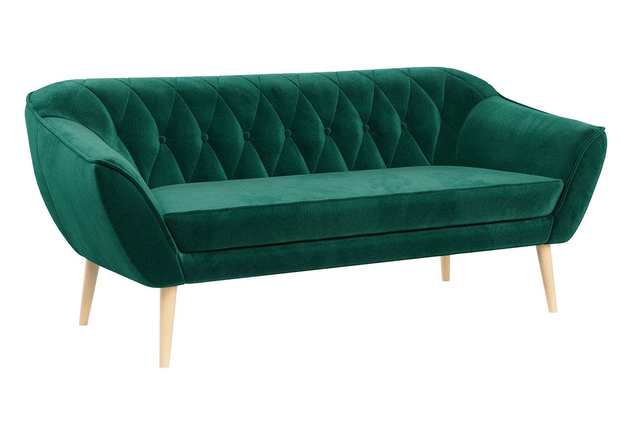 Skandynawski zestaw wypoczynkowy do salonu - PIRS 3+1+1 butelkowa zieleń