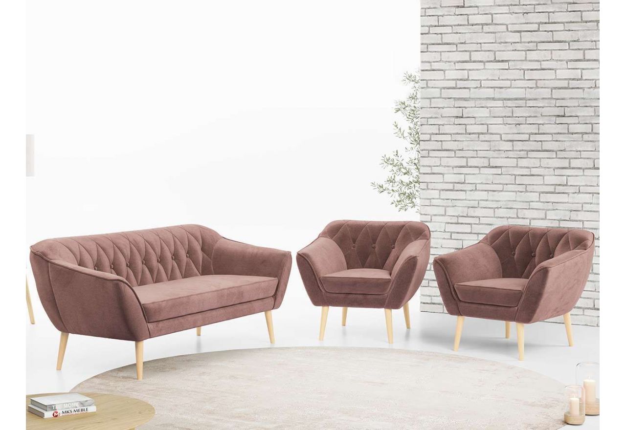 Skandynawski zestaw wypoczynkowy do salonu - PIRS 3+1+1 butelkowa zieleń