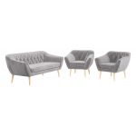 Skandynawski zestaw wypoczynkowy do salonu - PIRS 3+1+1 srebrzysta szarość