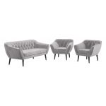 Skandynawski zestaw wypoczynkowy do salonu - PIRS 3+1+1 srebrzysta szarość