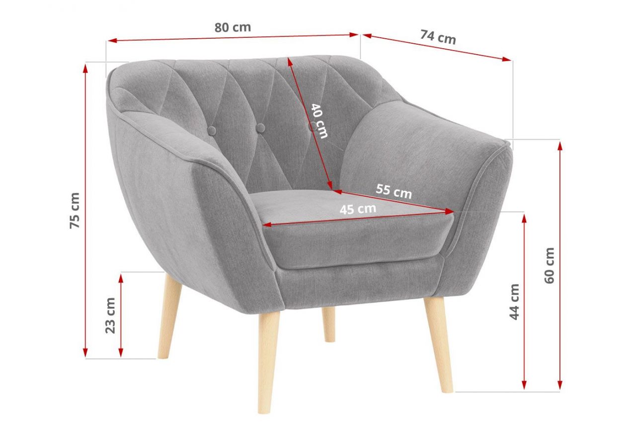 Skandynawski zestaw wypoczynkowy do salonu - PIRS 3+1+1 srebrzysta szarość