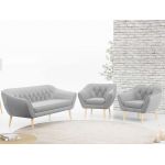 Skandynawski zestaw wypoczynkowy do salonu - PIRS 3+1+1 srebrzysta szarość