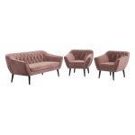 Skandynawski zestaw wypoczynkowy do salonu - PIRS 3+1+1 brudny róż