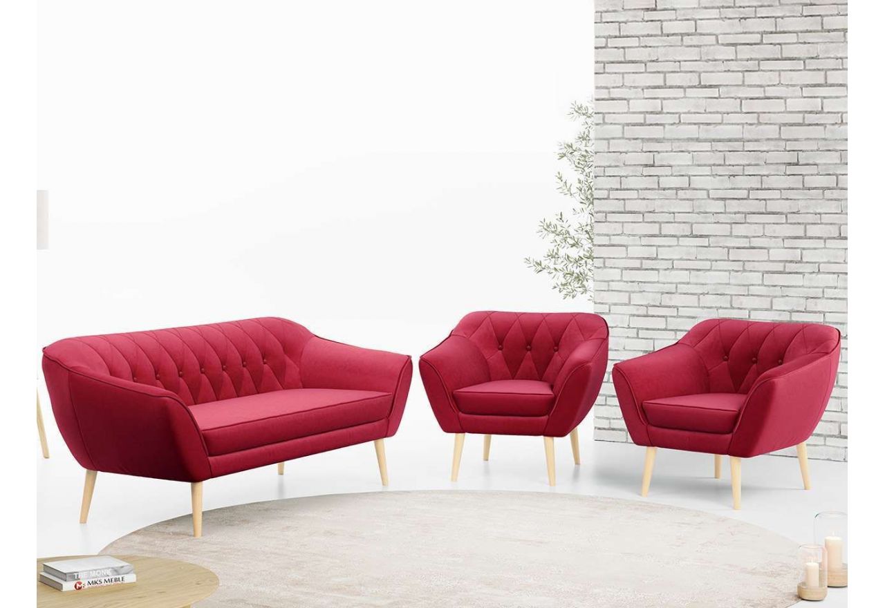 Skandynawski zestaw wypoczynkowy do salonu - PIRS 3+1+1 brudny róż