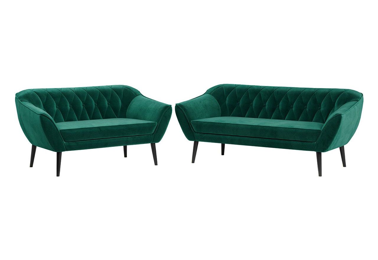 Zestaw wypoczynkowy do salonu w stylu skandynawskim - PIRS 3+2 butelkowa zieleń