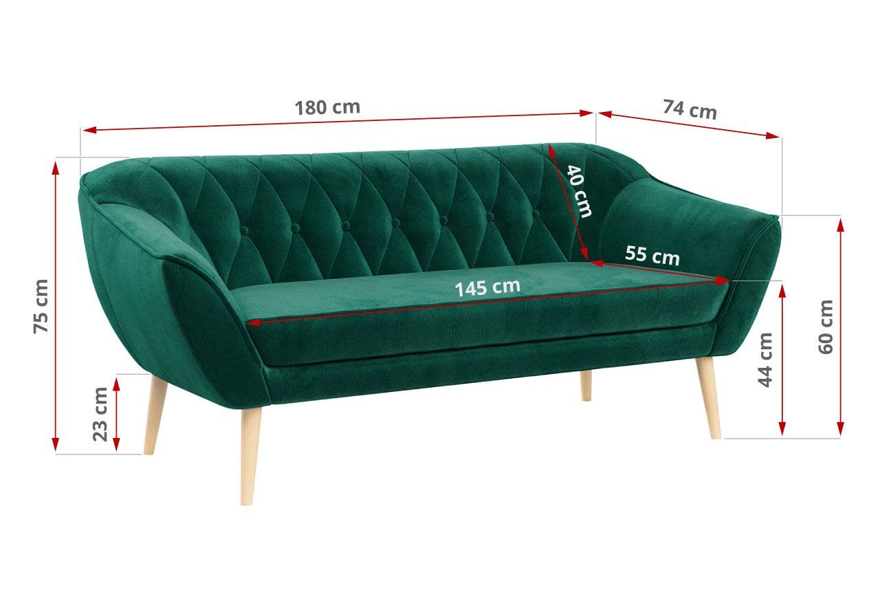 Zestaw wypoczynkowy do salonu w stylu skandynawskim - PIRS 3+2 butelkowa zieleń
