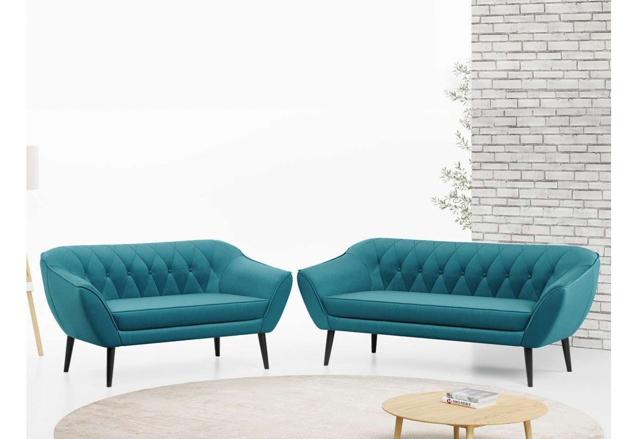 Zestaw wypoczynkowy do salonu w stylu skandynawskim - PIRS 3+2 butelkowa zieleń