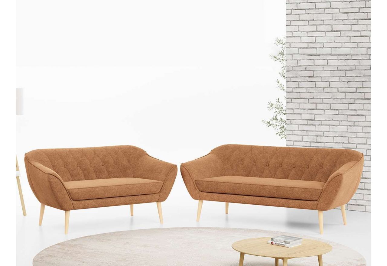 Zestaw wypoczynkowy do salonu w stylu skandynawskim - PIRS 3+2 butelkowa zieleń