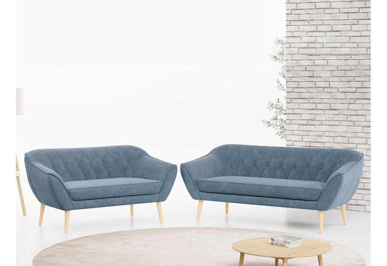 Zestaw wypoczynkowy do salonu w stylu skandynawskim - PIRS 3+2 butelkowa zieleń