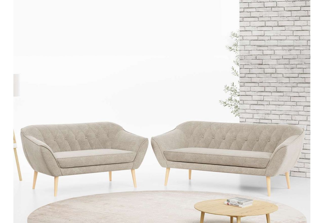 Zestaw wypoczynkowy do salonu w stylu skandynawskim - PIRS 3+2 butelkowa zieleń