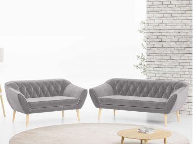 Zestaw wypoczynkowy do salonu w stylu skandynawskim - PIRS 3+2 srebrzysta szarość