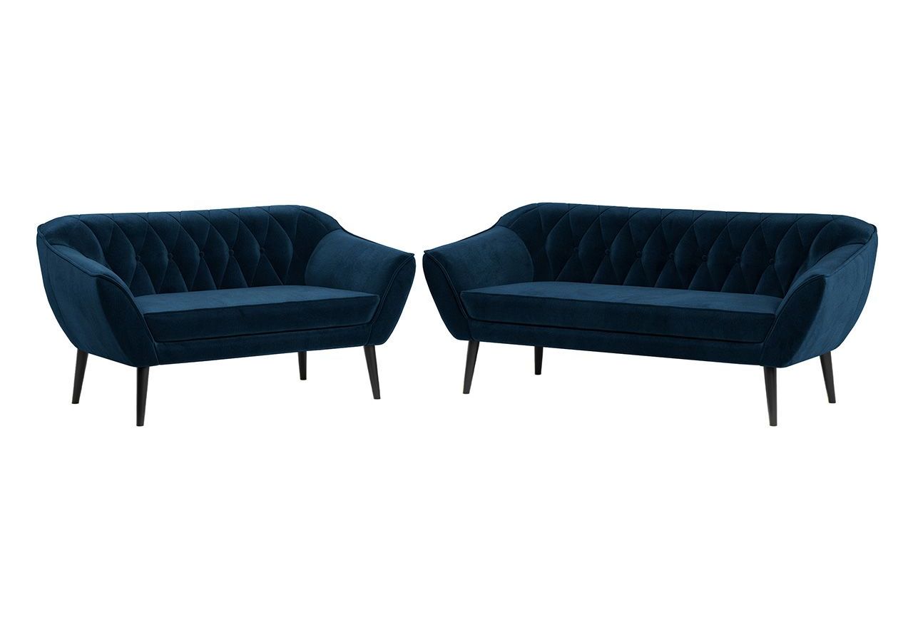 Zestaw wypoczynkowy do salonu w stylu skandynawskim - PIRS 3+2 granatowy