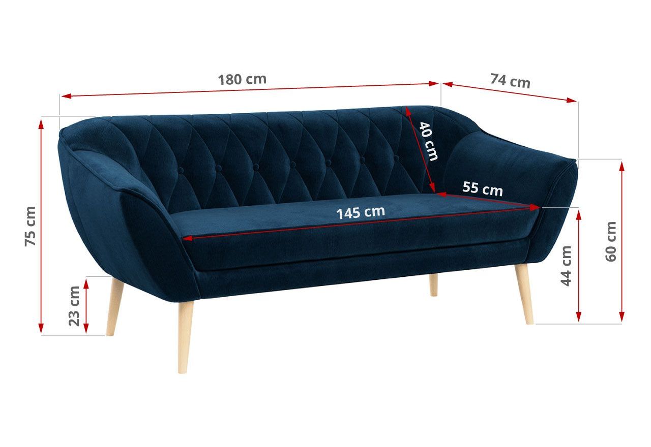 Zestaw wypoczynkowy do salonu w stylu skandynawskim - PIRS 3+2 granatowy