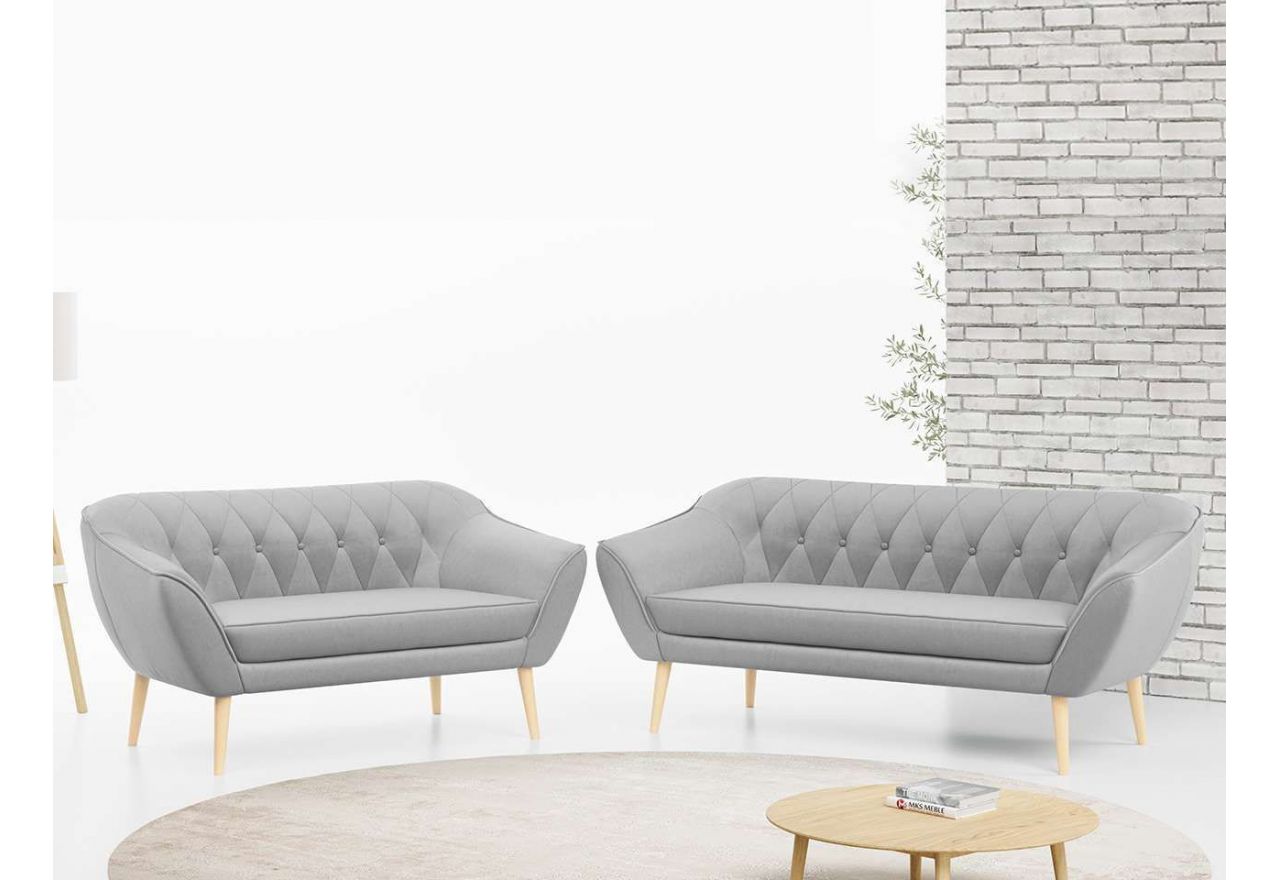 Zestaw wypoczynkowy do salonu w stylu skandynawskim - PIRS 3+2 granatowy