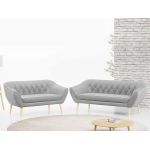 Zestaw wypoczynkowy do salonu w stylu skandynawskim - PIRS 3+2 granatowy