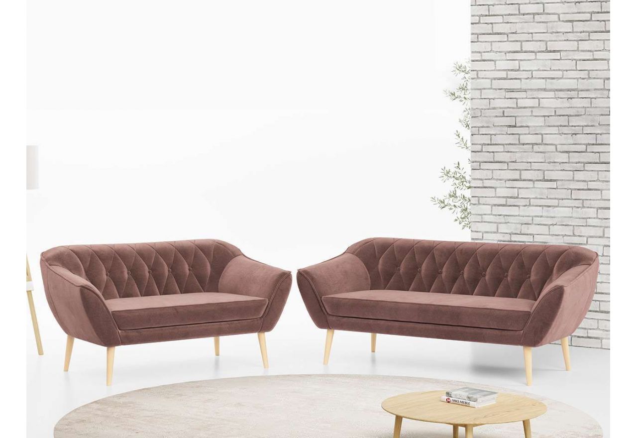 Zestaw wypoczynkowy do salonu w stylu skandynawskim - PIRS 3+2 granatowy