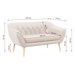 Zestaw wypoczynkowy sofa z dwoma fotelami do salonu - PIRS 2+1+1 w jasnobeżowej welurowej tapicerce