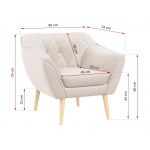 Zestaw wypoczynkowy sofa z dwoma fotelami do salonu - PIRS 2+1+1 w jasnobeżowej welurowej tapicerce