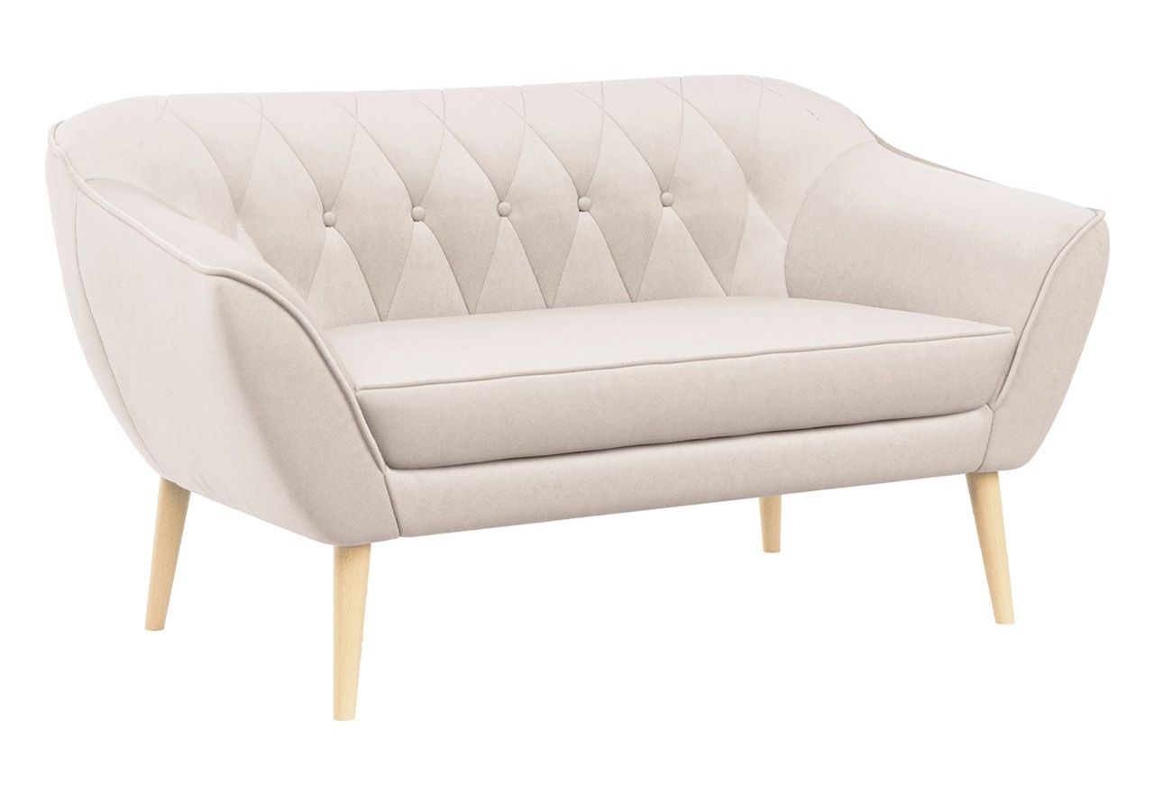 Zestaw wypoczynkowy sofa z dwoma fotelami do salonu - PIRS 2+1+1 w jasnobeżowej welurowej tapicerce