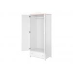 Biała dwudrzwiowa szafa do pokoju dziewczynki NABLO 80 cm biel alpejska/róż uchylne drzwi