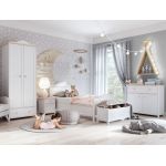 Biała dwudrzwiowa szafa do pokoju dziewczynki NABLO 80 cm biel alpejska/róż uchylne drzwi