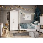 Biała dwudrzwiowa szafa do pokoju dziewczynki NABLO 80 cm biel alpejska/róż uchylne drzwi