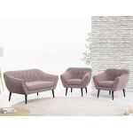 Wygodny trzyczęściowy zestaw wypoczynkowy w skandynawskim stylu PIRS 2+1+1 z dwoma fotelami i sofą, ciemnoszara plecionka