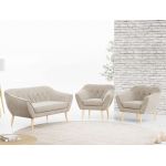 Wygodny trzyczęściowy zestaw wypoczynkowy w skandynawskim stylu PIRS 2+1+1 z dwoma fotelami i sofą, ciemnoszara plecionka